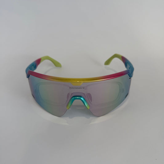 des Sables Multicoloured Frame Pearlescent Lens Racing Sunglasses - Front View
