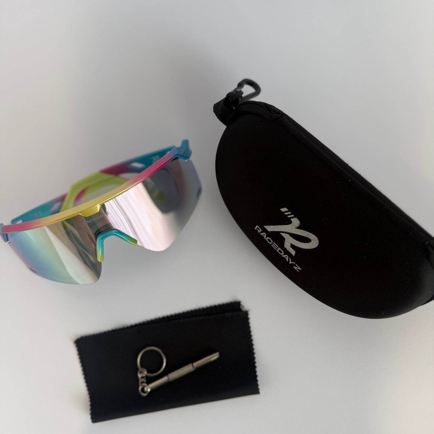 des Sables Multicoloured Frame Sunglasses with Carry Case and Accessories