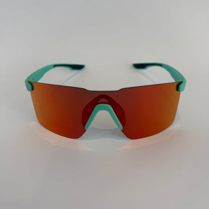 Miami Aqua Frame Orange Lens Racing Sunglasses - Front View