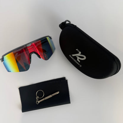 des Sables Black Green Frame Sunglasses with Carry Case and Accessories